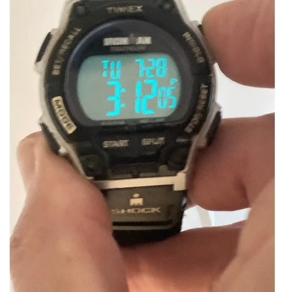 Timex Ironman Triathlon Shock Mens Digital Sport Watch 30 Lap WR 200m Adjustable